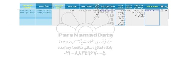 مزایده ، مزایده اجاره حیوانخانه دانشکده داروسازی