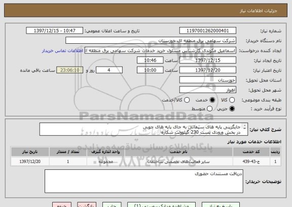 استعلام جایگزینی پایه های سیمانی به جای پایه های چوبی
در بخش ورودی پست 230 گیلوولت شکاره
(طبق آنالیز پیوست)

