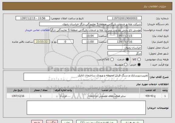 استعلام تخریب،زیرسازی و سنگ فرش محوطه و ورودی ساختمان اداری