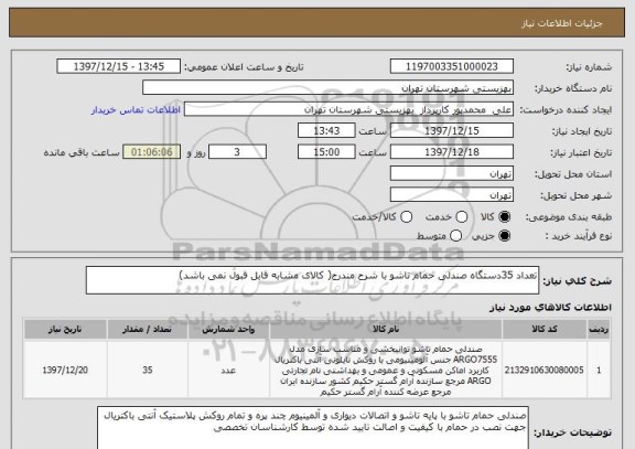 استعلام تعداد 35دستگاه صندلی حمام تاشو با شرح مندرج( کالای مشابه قابل قبول نمی باشد)