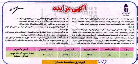 مزایده, مزایده واگذاری املاک