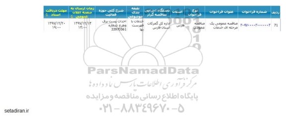 مناقصه احداث پست برق و طرح