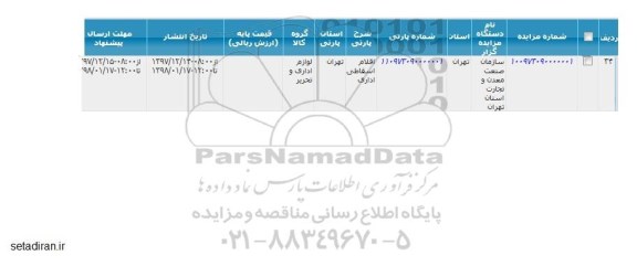 آگهی مزایده , مزایده اقلام اسقاطی اداری 