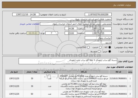 استعلام دسته گچ ساب ارتوپدی + تیغه گچ ساب تخت ارتوپدی
