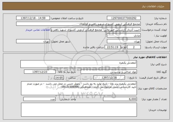 استعلام آبمعدنی یکنفره