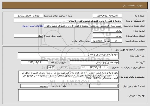 استعلام نخود و لپه و لوبیا چیتی و عدس