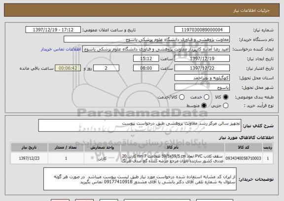 استعلام تجهیز سالن مرکز رشد معاونت پزوهشی طبق درخواست پیوست