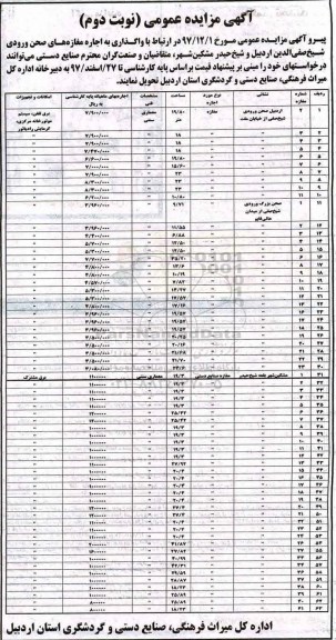 مزایده عمومی, مزایده واگذاری به اجاره مغازه های صحن- نوبت دوم 
