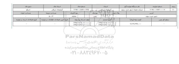 مزایده,مزایده زمین تجاری عرصه 50.14