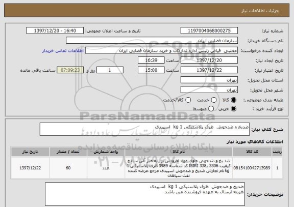 استعلام ضدیخ و ضدجوش  ظرف پلاستیکی 1 kg  اسپیدی