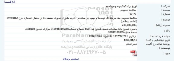 مناقصه, مناقصه توسعه و بهبود زیرساخت - قدرت مانور