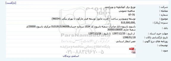 مناقصه, مناقصه توسعه و بهبود زیرساخت - قدرت مانور