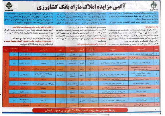 مزایده مزایده فروش املاک مازاد کاربری مسکونی و گاوداری