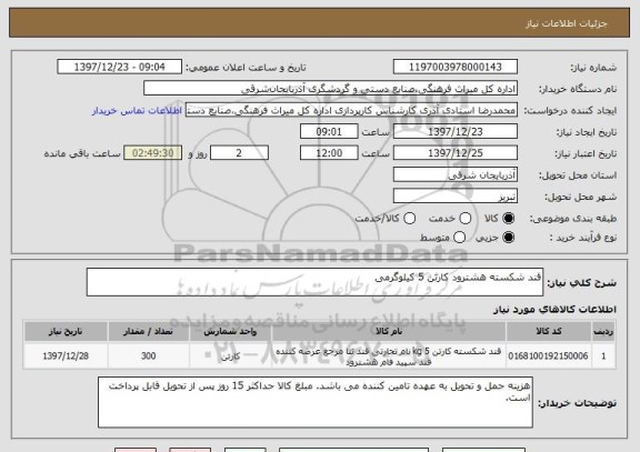استعلام قند شکسته هشترود کارتن 5 کیلوگرمی