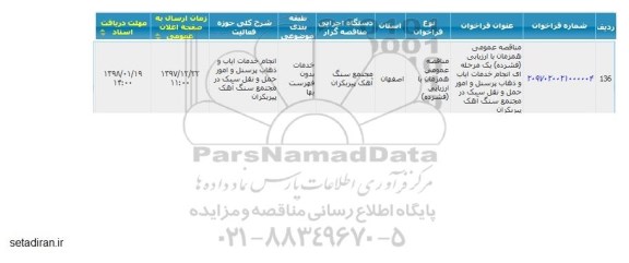 فراخوان مناقصه عمومی, مناقصه انجام خدمات ایاب و ذهاب پرسنل و امور حمل و نقل سبک 
