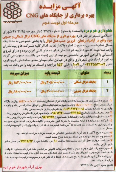 مزایده ,مزایده بهره برداری از جایگاههای CNG ... نوبت دوم