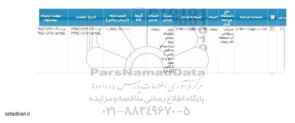 مزایده, مزایده رایزر پلیمری دوسر رزوه 