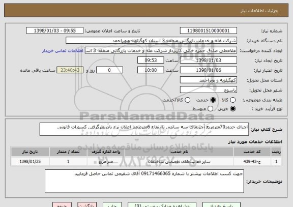 استعلام اجرای حدود70مترمربع آجرنمای سه سانتی تاارتفاع 6مترضمنا اعلان نرخ بادرنظرگرفتن کسورات قانونی 