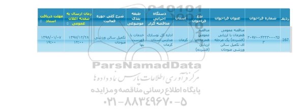 مناقصه ،   تکمیل سالن ورزشی منوجان