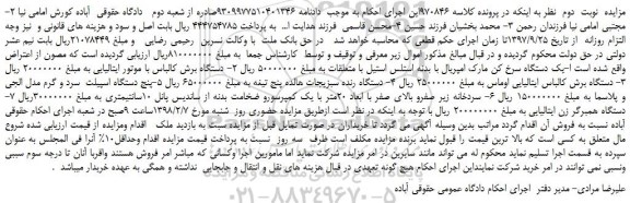 مزایده یک دستگاه سرخ کن  ، دستگاه برش 