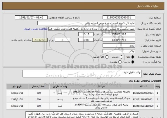 استعلام نوشت افزار اداری