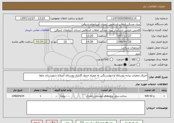 استعلام اجرای عملیات پیاده روسازی و دیوارسنگی به عمراه جدول گذاری روستای آغبلاغ شهرستان جلفا