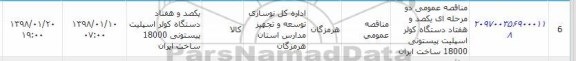 مناقصه عمومی, مناقصه  یکصد و هفتاد دستگاه کولر اسپلیت