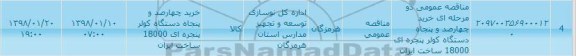 مناقصه عمومی, مناقصه خرید چهارصد و پنجاه دستگاه کولر پنجره ای 18000 ساخت ایران 