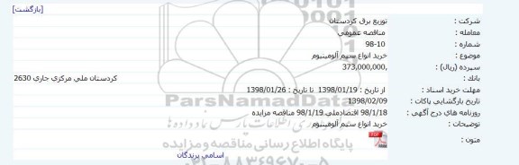 مناقصه ، مناقصه خرید انواع سیم آلومینیوم 