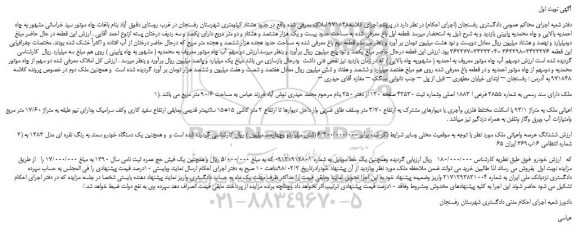 مزایده، مزایده ارزش ششدانگ عرصه واعیانی ملک