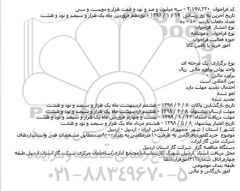 مناقصه مناقصه خرید کنتور دیافراگمی 