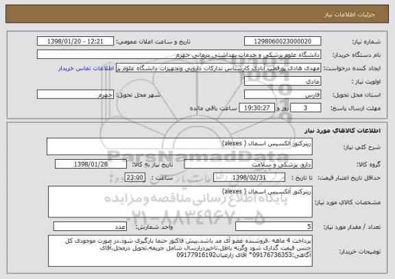 استعلام ریترکتور آلکسیس اسمال ( alexes)