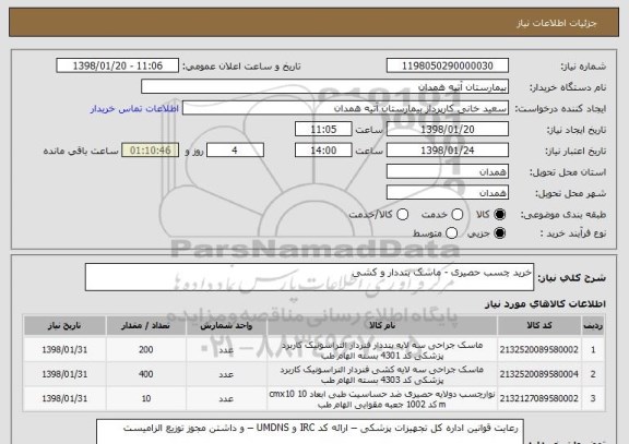 استعلام خرید چسب حصیری - ماسک بنددار و کشی 