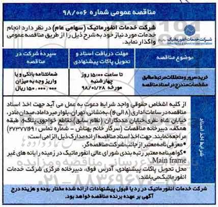 مناقصه عمومی, مناقصه خرید سرور و متعلقات 