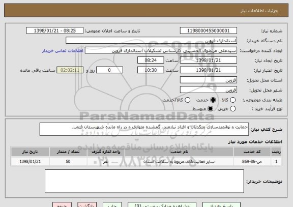 استعلام حمایت و توانمندسازی متکدیان و افراد نیازمند، گمشده متواری و در راه مانده شهرستان قزوین 