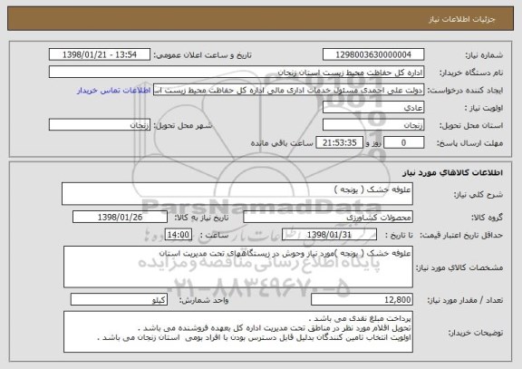 استعلام علوفه خشک ( یونجه )