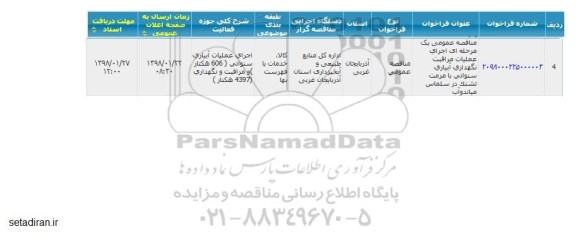 مناقصه اجرای عملیات مراقبت و نگهداری و آبیاری سنواتی