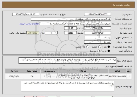 استعلام بر اساس بندهای مندرج در فایل پیوست و بازدید فیزیکی و ارائه طرح پیشنهادی تعداد قفسه تعیین می گردد.
