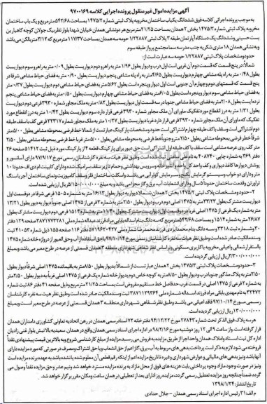 مزایده مزایده ششدانگ یکباب ساختمان مخروبه 542.68 متر 