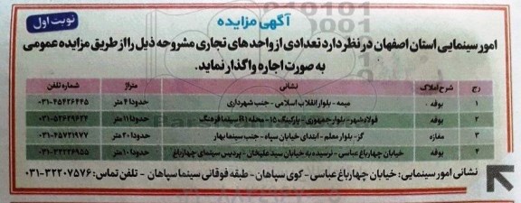مزایده , مزایده تعدادی از واحدهای تجاری