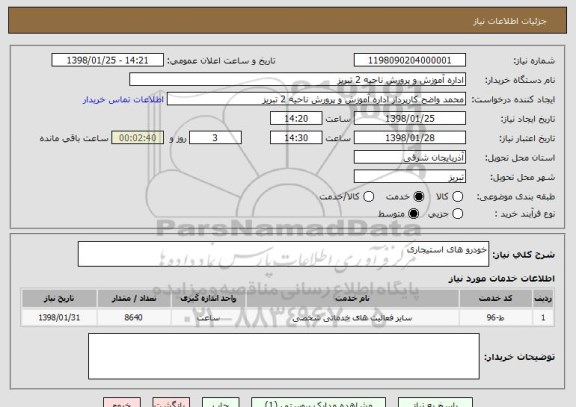 استعلام خودرو های استیجاری