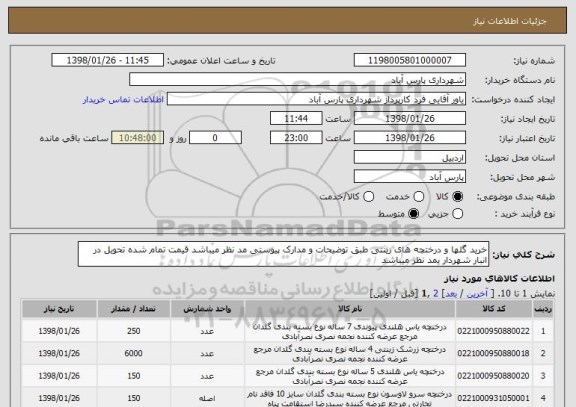 استعلام خرید گلها و درختچه های زینتی طبق توضیحات و مدارک پیوستی مد نظر میباشد قیمت تمام شده تحویل در انبار شهردار یمد نظر میباشد
