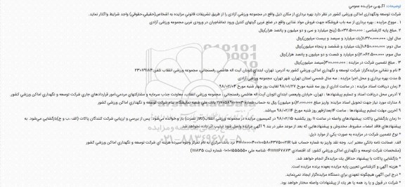 مزایده عمومی , مزایده عمومی بهره برداری از سه باب فروشگاه 