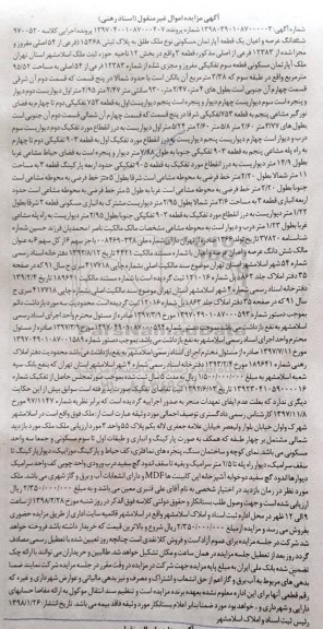 مزایده اپارتمان مسکونی به پلاک ثبتی 15368