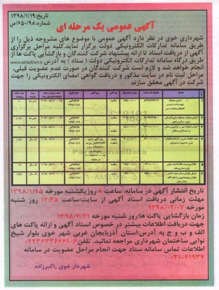مزایده, مزایده وصول عوارض میدان ...