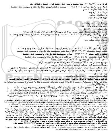 مزایده عمومی , مزایده بهره برداری از کانکس فروشگاه دوچرخه