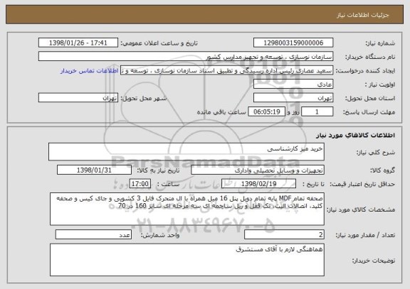 استعلام خرید میز کارشناسی