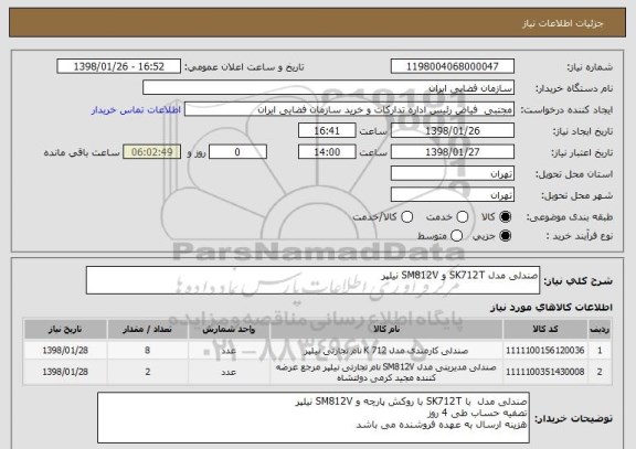 استعلام صندلی مدل SK712T و SM812V نیلپر