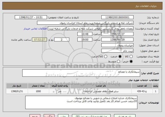 استعلام سیمانکاری با مصالح 