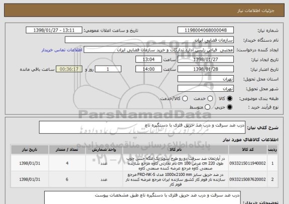 استعلام درب ضد سرقت و درب ضد حریق فلزی با دستگیره تاچ